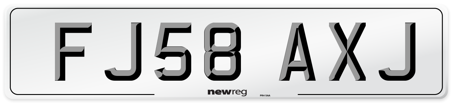 FJ58 AXJ Number Plate from New Reg
